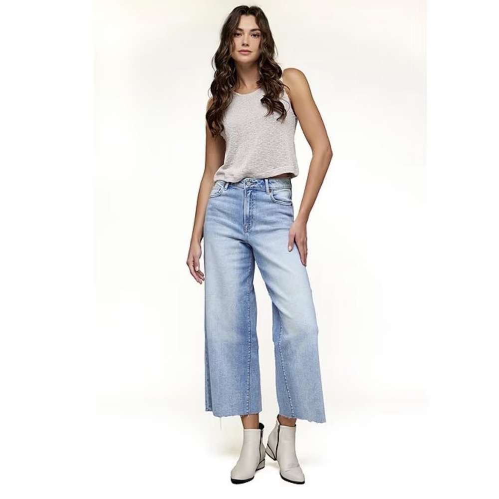 Hidden Los Angeles Nori Extra Wide Leg Jeans Women Size 28 High Rise Frayed Hem